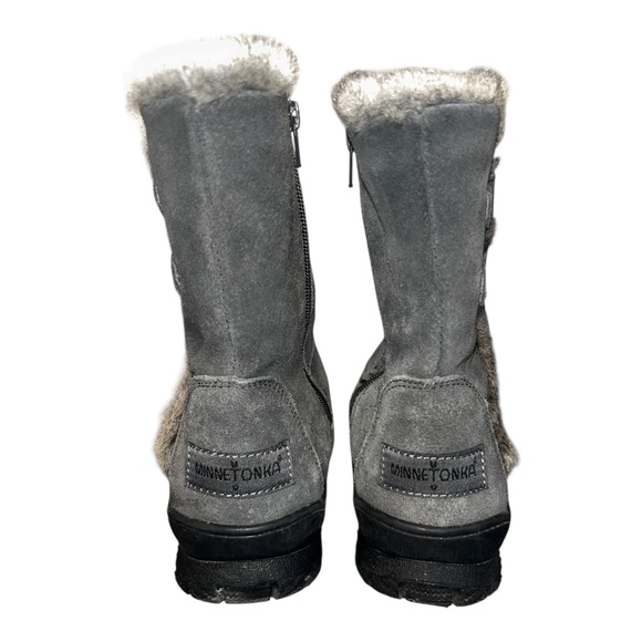 Minnetonka Gray Suede Faux-Fur Lined Boots — Size 8M women’s - Picture 2 of 10